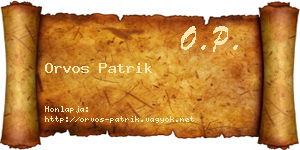 Orvos Patrik névjegykártya